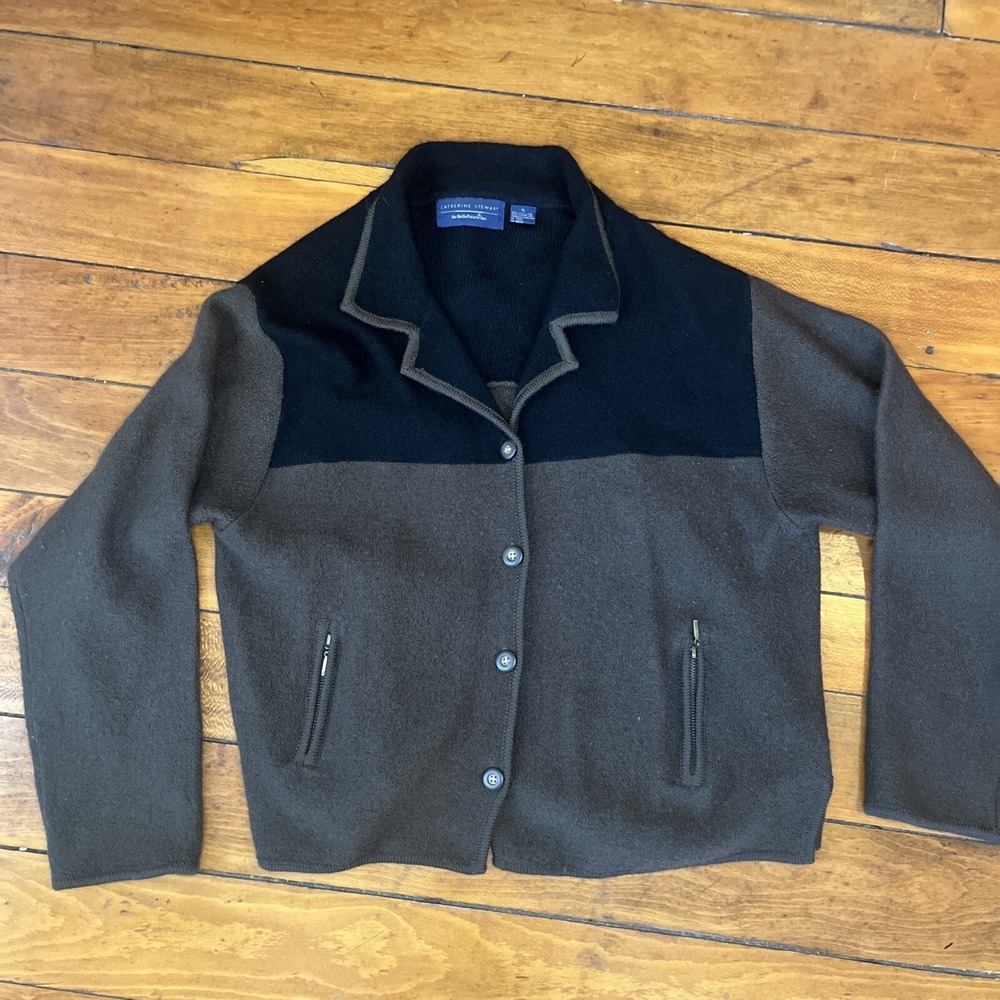 Catherine Stewart‎ 100% Wool Button Up Women's XL Brown/Black